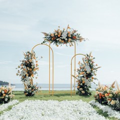 3pc Wedding Arch Gold Metal Backdrop Stand Flower Balloon Frame Party Decoration