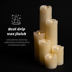 LED Flickering Flameless Melting Ivory Timer Candles, Set of 6 Faux Dripping