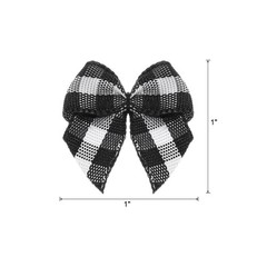 100Pcs Mini Gingham Ribbon Bow 1″ Checkered Fabric Ribbon Bows Black&White
