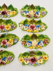 12 Antique Porcelain Place Card Holders Staffordshire England – Gorgeous!