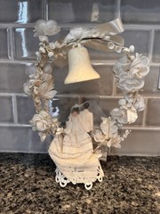 Vintage Bride & Groom Wedding Cake Topper MCM Flowers Arch 10” Tall 3 1/2” Base