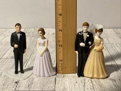 Vintage Wedding Cake Topper 1950’s Bride and Groom Bridesmaid Figurines Plastic