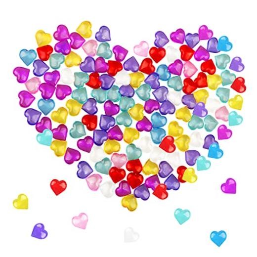 Fangoo 110 Pieces Assorted Color Heart Gems 8OZ Multicolor