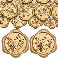 50 Star Wax Seal Stickers – Antique Gold Self Adhesive – 50 Stars