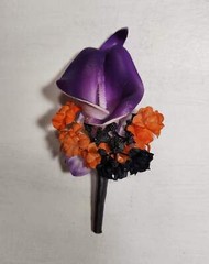 Purple Orange Black Rose Calla Lily Sola Wood Bridal Wedding Bouquet Accessories