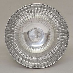 Compote Bowl Vase Polished Aluminum Fluted Pedestal 10″Dia 8.75″High