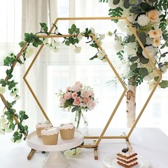 24″ GOLD Geometric Metal Flower FRAME Hexagon Table Arch Centerpiece Party Event