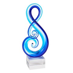 Elegant Modern Murano Style Art Glass Colorful Centerpiece – Blue Clef, 11 Inch