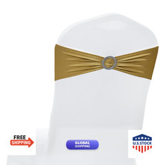 Mds Pack Of 100 Spandex Foil Chair Sashes Bow Universal Fits Elastic Stretch