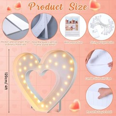 4FT Marquee Large Light up Decoration, Balloon Frame with Bulb Light Heart