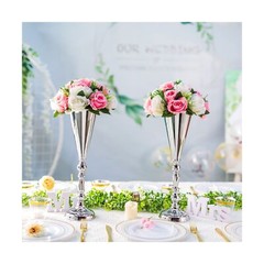 Sliver Vase Centerpiece Table Decorations – 10 Pcs Metal Tabletop Flower Stan…