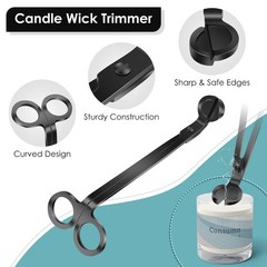 Saiveina 3 in 1 Candle Accessory Set, Wick Trimmer, 3pcs, Black