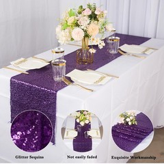 Table Runner Purple 10 Pack Sequin Table Runners 12×108 Inches Purple Table R…