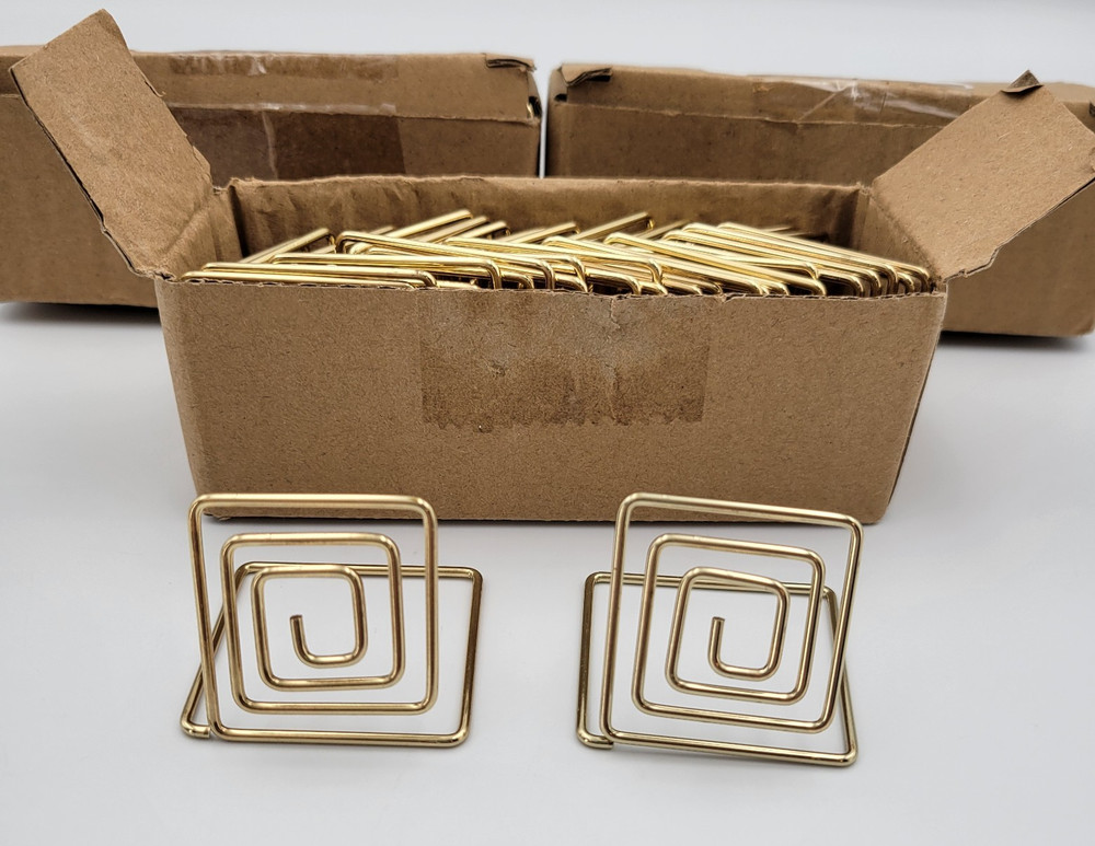 Mini Geometric Place Card Holders Set of 75 Weddings Parties Gold Tone Modern