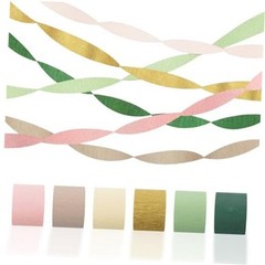 Crepe Paper Streamers Party Decorations – 6 Rolls Grass Green Gold Pink Olive