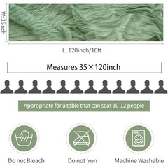 3 Pack Cheesecloth Table Runner 10FT 120 Inches Green 10ft x 3pcs Sage Green