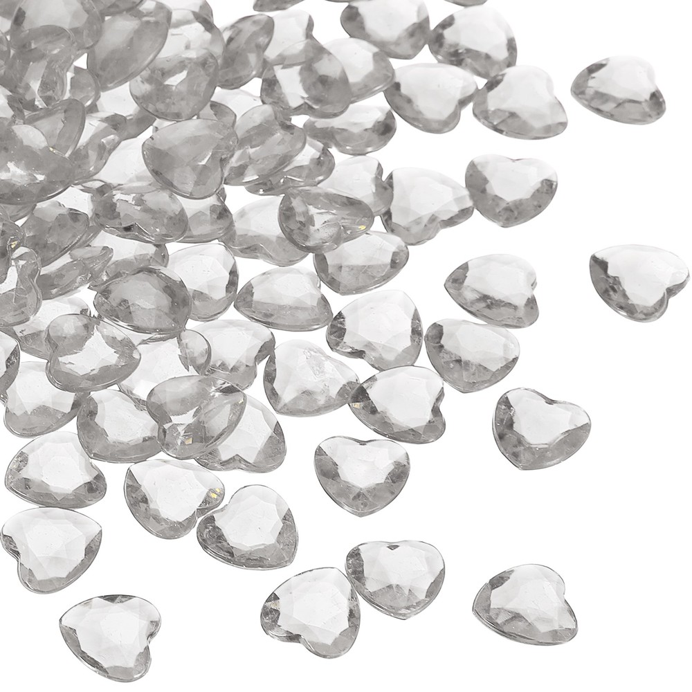 250Pcs Acrylic Heart Gems Heart Shaped Bauble Vase Fillers Ornaments Gray