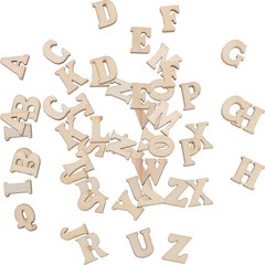 200Pcs Wooden Letter Slices Durable Wood Craft Material for Scrapbooking Beige
