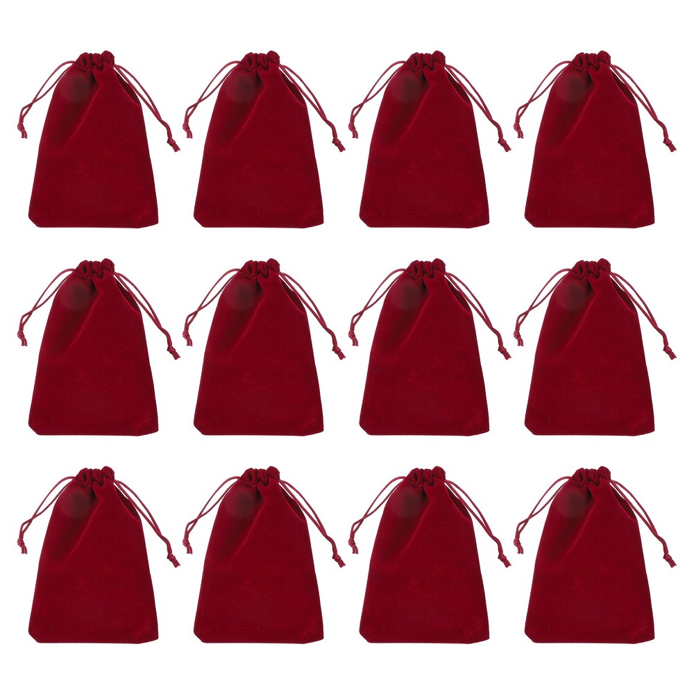 12Pcs Velvet Gift Bags 4″ x 6″ Velvet Drawstring Jewelry Pouches Burgundy