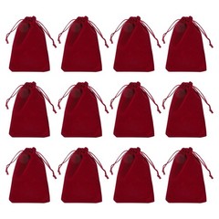 12Pcs Velvet Gift Bags 4″ x 6″ Velvet Drawstring Jewelry Pouches Burgundy