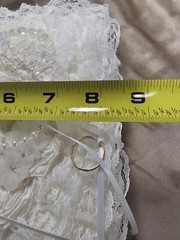 Lillian Rose Ring Bearer Pillow Vtg Layers of Lace Sequins Faux Pearls Ribbons