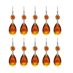 10pcs Crystal Prisms Chandelier Ornament Pendants Rainbow Maker 38mm Drop Amber