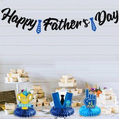Happy Father’s Day Decorations Banner Table Honeycomb Centerpiece for Party, 3D
