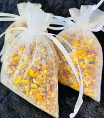 50 White Organza Birdseed Bags, Organic Wedding Toss , All Natural, Eco-friendly