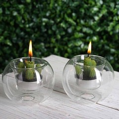 12 pcs Clear Glass Globe Votive Candle Holders for Wedding Party Centerpieces