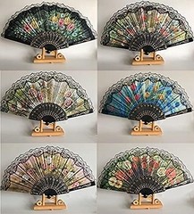 HUNANBANG 4 Pieces Folding Hand Fans Church Wedding Gift, Party Spanish 4pack