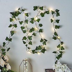 7 ft Green LED Ivy Leaf Garland Battery Operated Fairy Lights Party Decorations