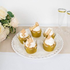 25 GOLD Glittered Crown Paper Cupcake Liners Muffin WRAPPERS Party Decorations