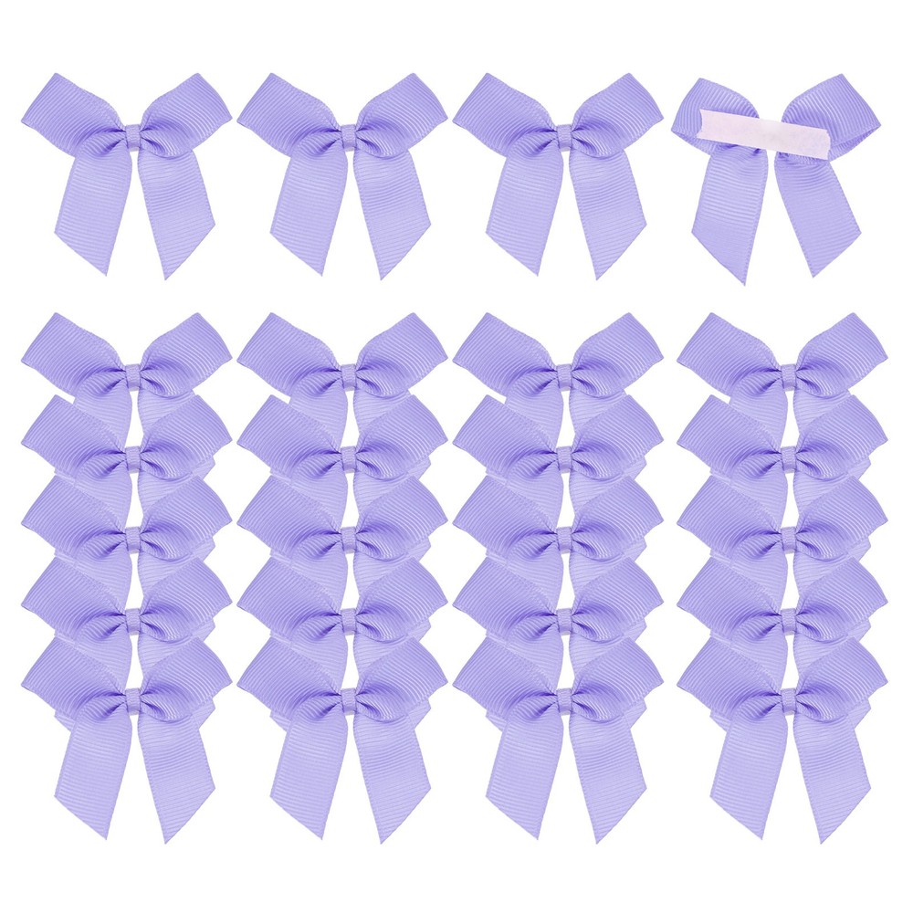 24Pcs Mini Grosgrain Ribbon Bow 2″ Self Adhesive Flower Bows Purple