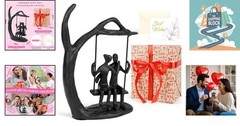 Black Iron Swing Couple Statue Gift for Anniversary, Wedding, Birthday