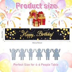 Happy Birthday Table Runner Gold Birth Party Sign Table Runner Vintage Black