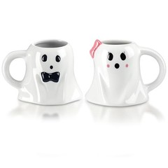 Baderke 2 Pcs 12 oz Halloween Ghost Mugs Spooky Mr and Mrs Coffee Cups Boo
