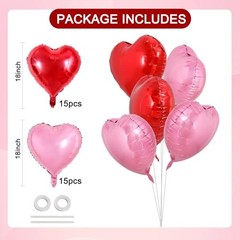 30Pcs 18 Inch Red Pink Heart Balloons Valentine’s Day Heart 30pcs-pink Red