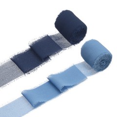 2 Rolls Chiffon Ribbon, 1.5 Inch x 5 Yard Silk Ribbon, Navy Blue/Deep Blue