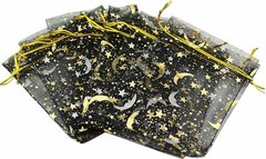 10pcs Small Black Moon and Stars Organza Gift Bags Jewelry Bags
