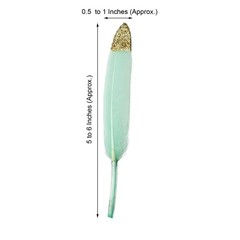 90 MINT GREEN Glittered Gold Tip Natural Turkey Feathers Wedding Decorations