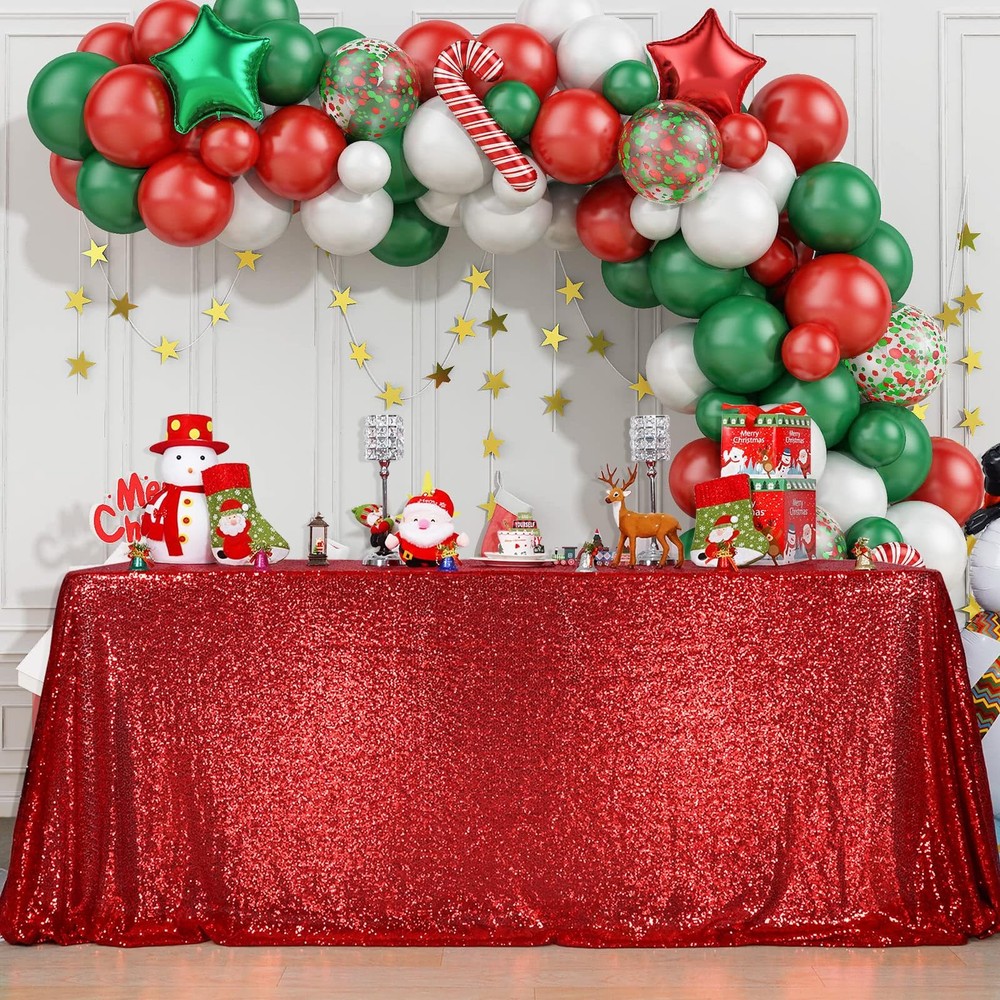 Juya Delight 60″ x 102″ Red Sequin Tablecloth x (Rectangular),