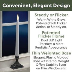 Battery Operated LED Window Candles with Timer, Remote Control, Antique Bronze