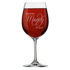 Personalized Wine Glass – 14 oz Gift for Her, Bridal Party – Monogrammed, Name