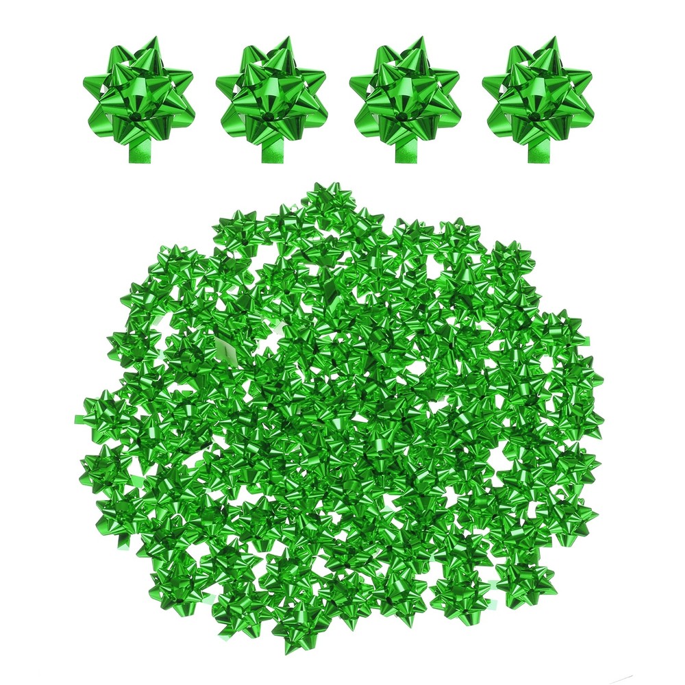 100pcs 1″ Mini Star Gift Bows Metallic Christmas Bows for Gift Wrapping, Green