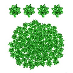 100pcs 1″ Mini Star Gift Bows Metallic Christmas Bows for Gift Wrapping, Green