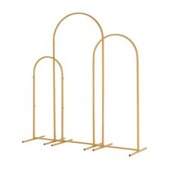 3pc Wedding Arch Gold Metal Backdrop Stand Flower Balloon Frame Party Decoration