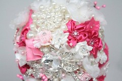 Crystal Rhinestone Pomander Kissing Ball Shabby Cottage Chic Pink Fuchsia