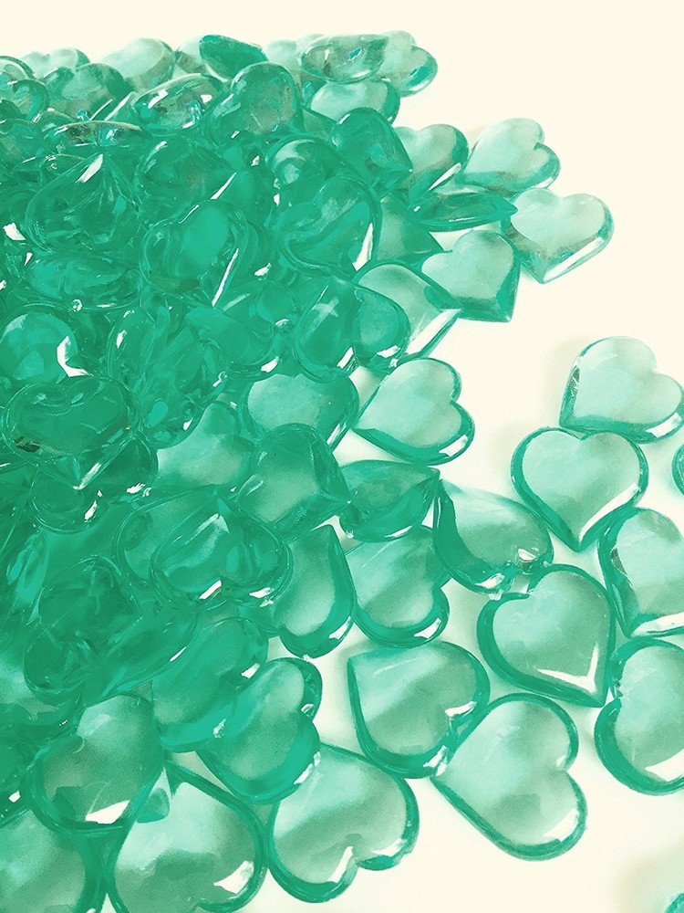 4Lb Crystal Acrylic Hearts Vase Gems or Table Scatters (Medium 2.4cm,LightGreen)