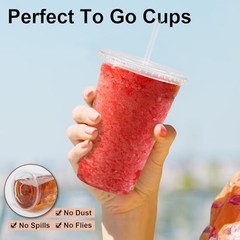 300 Pack Clear Plastic Cups with Lids and Straws 16 OZ – 300 Pack