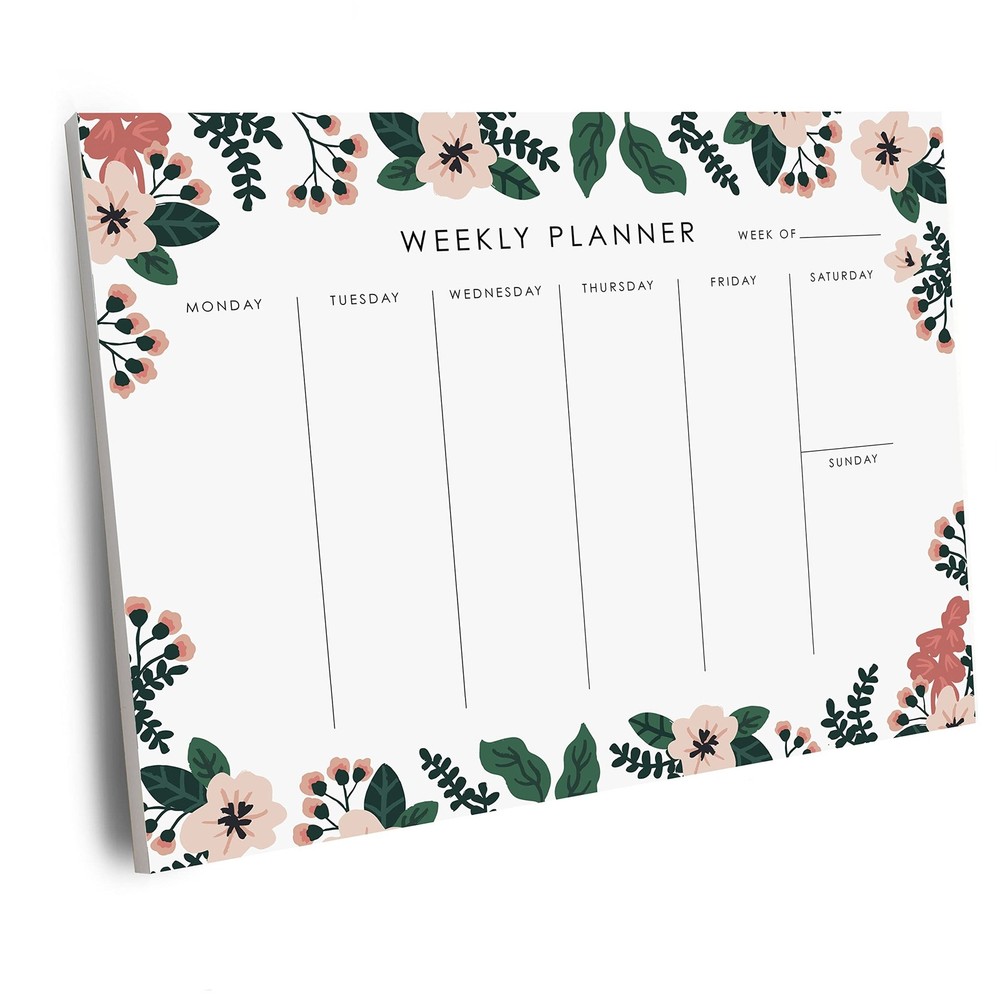 Weekly Planner Notepad – 9×7” inches, 52 tear off sheets – Undated Desk Pl